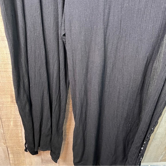 American Rag Size 3X Black Jumpsuit w/White Embroidered Design with Wide Legs - Picture 10 of 13